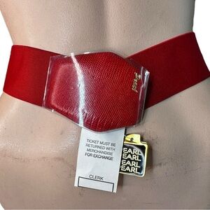 Vintage Pearl True Red Stretch Belt with Leather Buckle